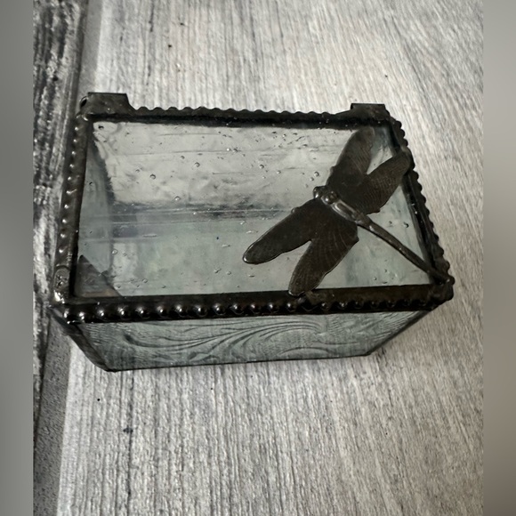 J Devlin Glass Dragonfly Art Glass Trinket Jewelry Box Fused Glass Rare - Picture 3 of 11